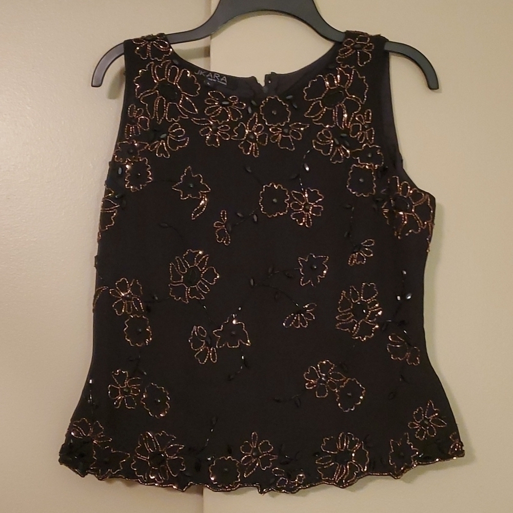 Jkara Beaded Sleeveless Top Size L